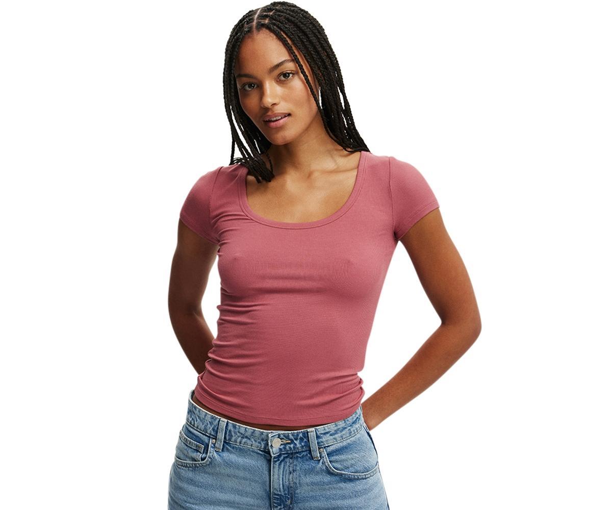 Cotton On Womens Staple Rib Scoop Neck Short Sleeve Top Product Image