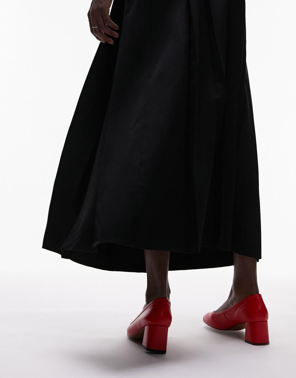 Topshop Elana leather heeled ballerina shoes Product Image