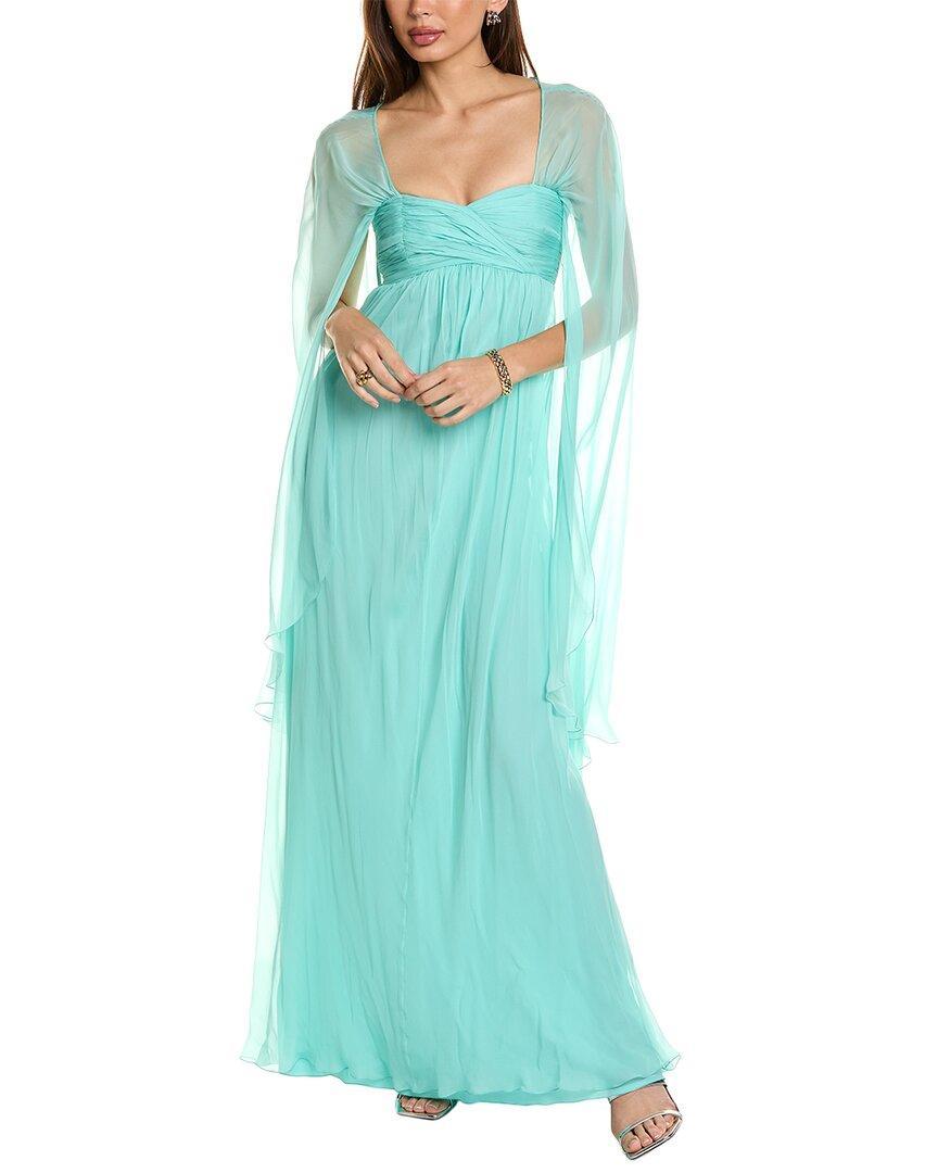 ALBERTA FERRETTI Empire-waist Silk Gown In Blue Product Image