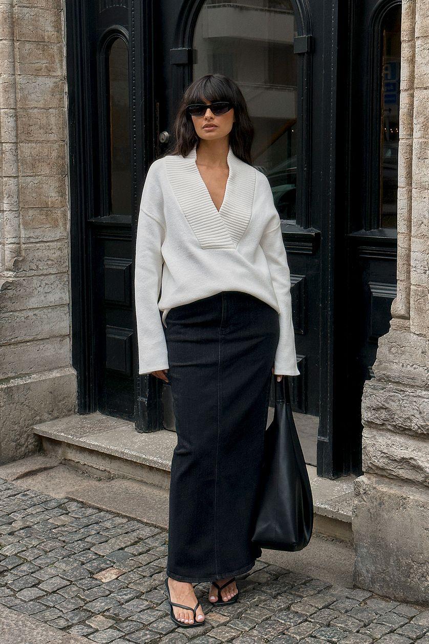 Denim Maxi Skirt Product Image