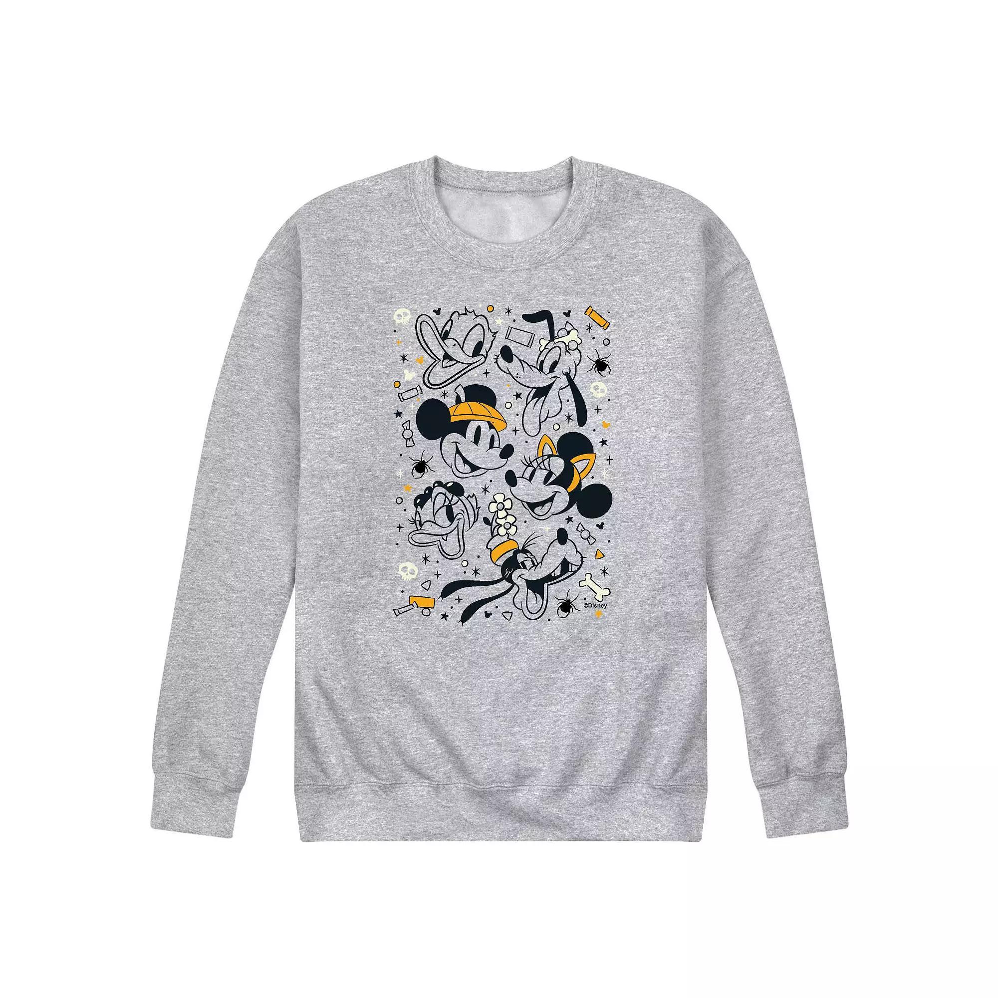 Disneys Mickey Mouse & Friends Mens Halloween Collage Fleece Sweatshirt Product Image