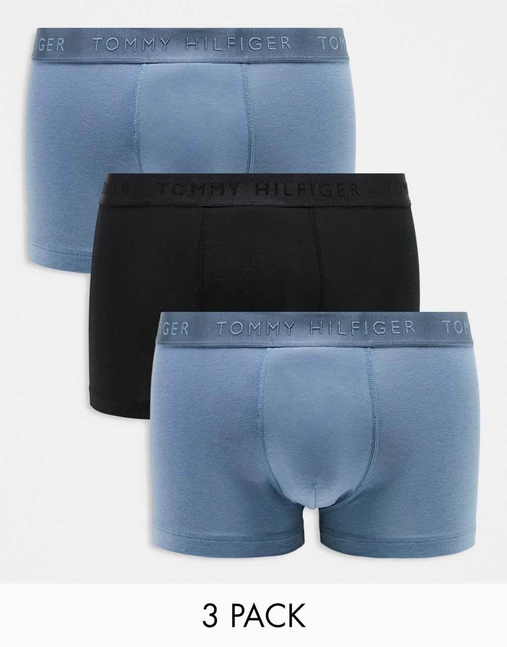 Tommy Hilfiger everyday luxe 3 pack boxer briefs in blue/black Product Image