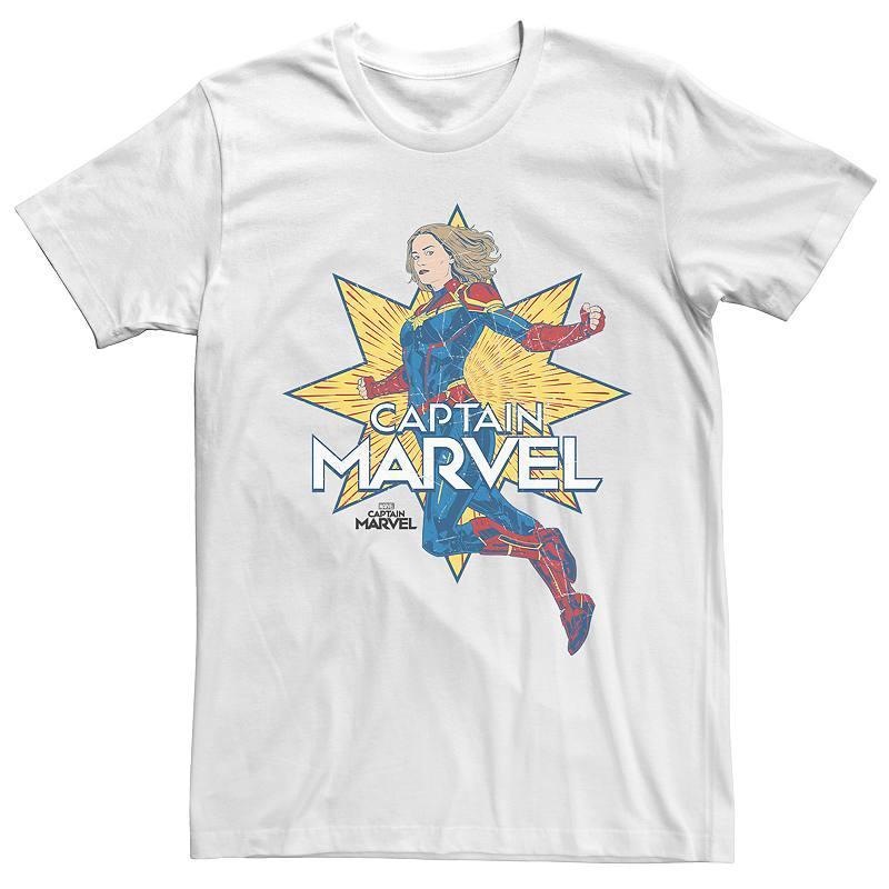 Men's Captain Marvel Star Tee, Size: XL, White Product Image