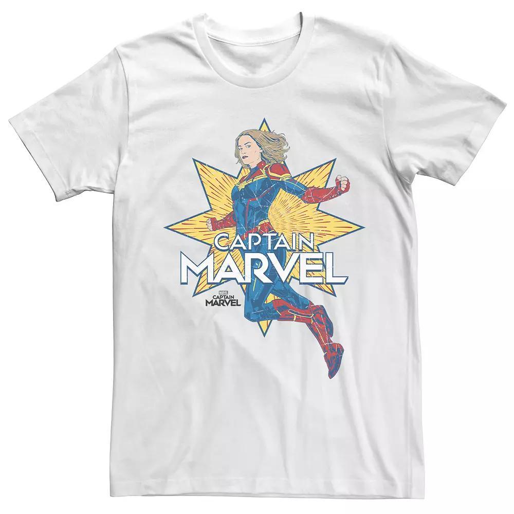 Men's Captain Marvel Star Tee, Size: XL, White Product Image