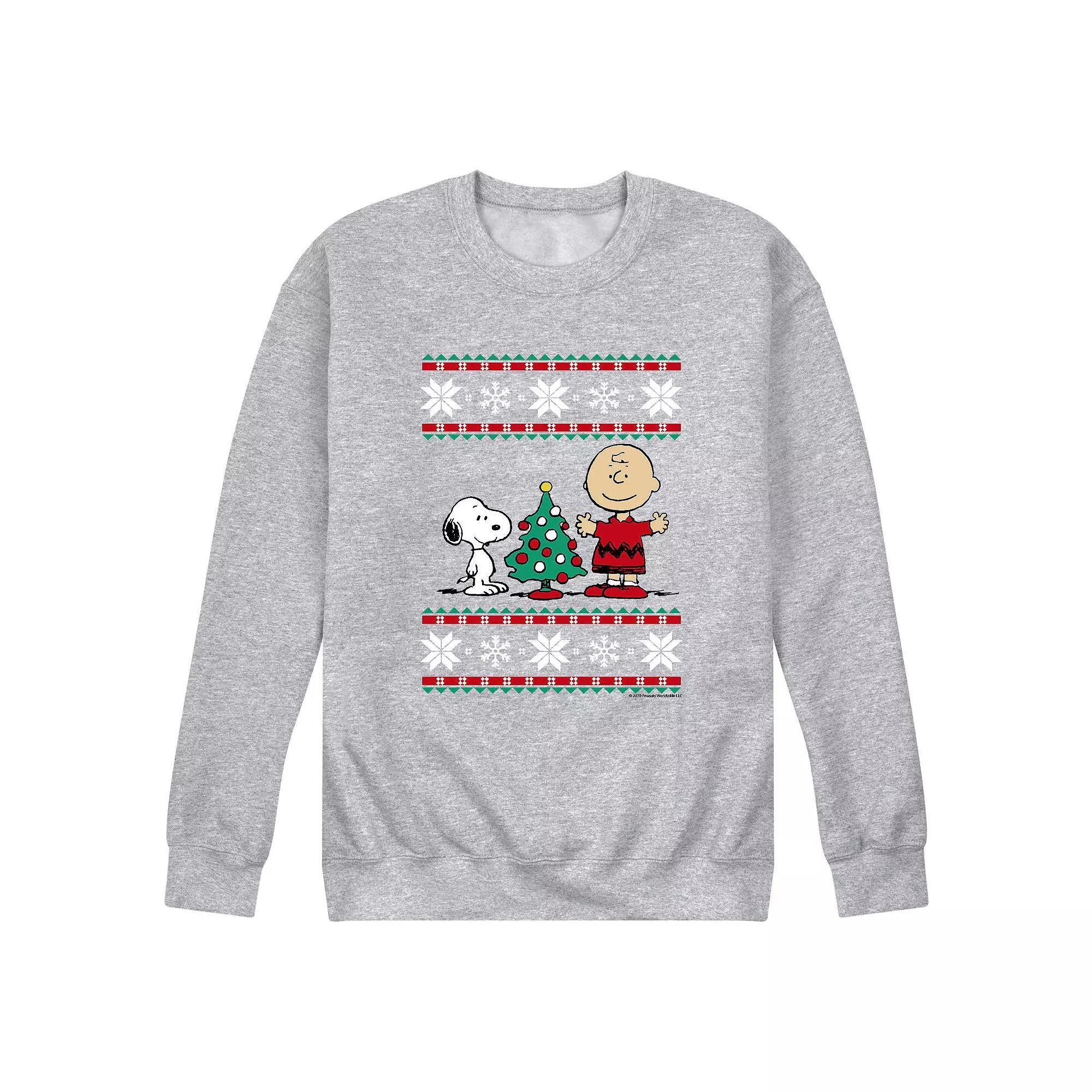 Mens Peanuts Snoopy Charlie Sweatshirt Athletic Grey Product Image