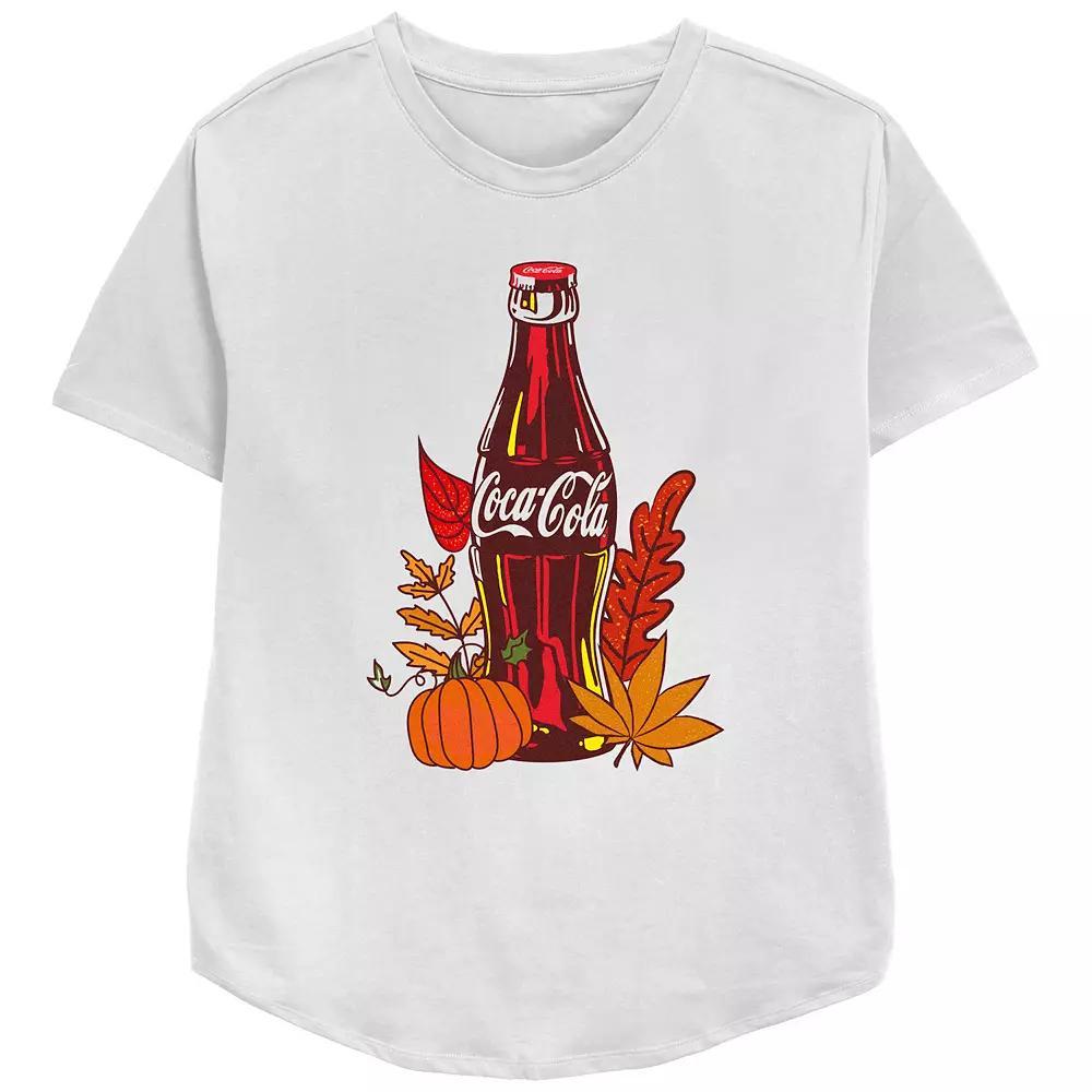 Juniors' Coca-Cola Autumn Leaves Relaxed Fit Graphic Tee, Women's, Size: Medium, White Product Image