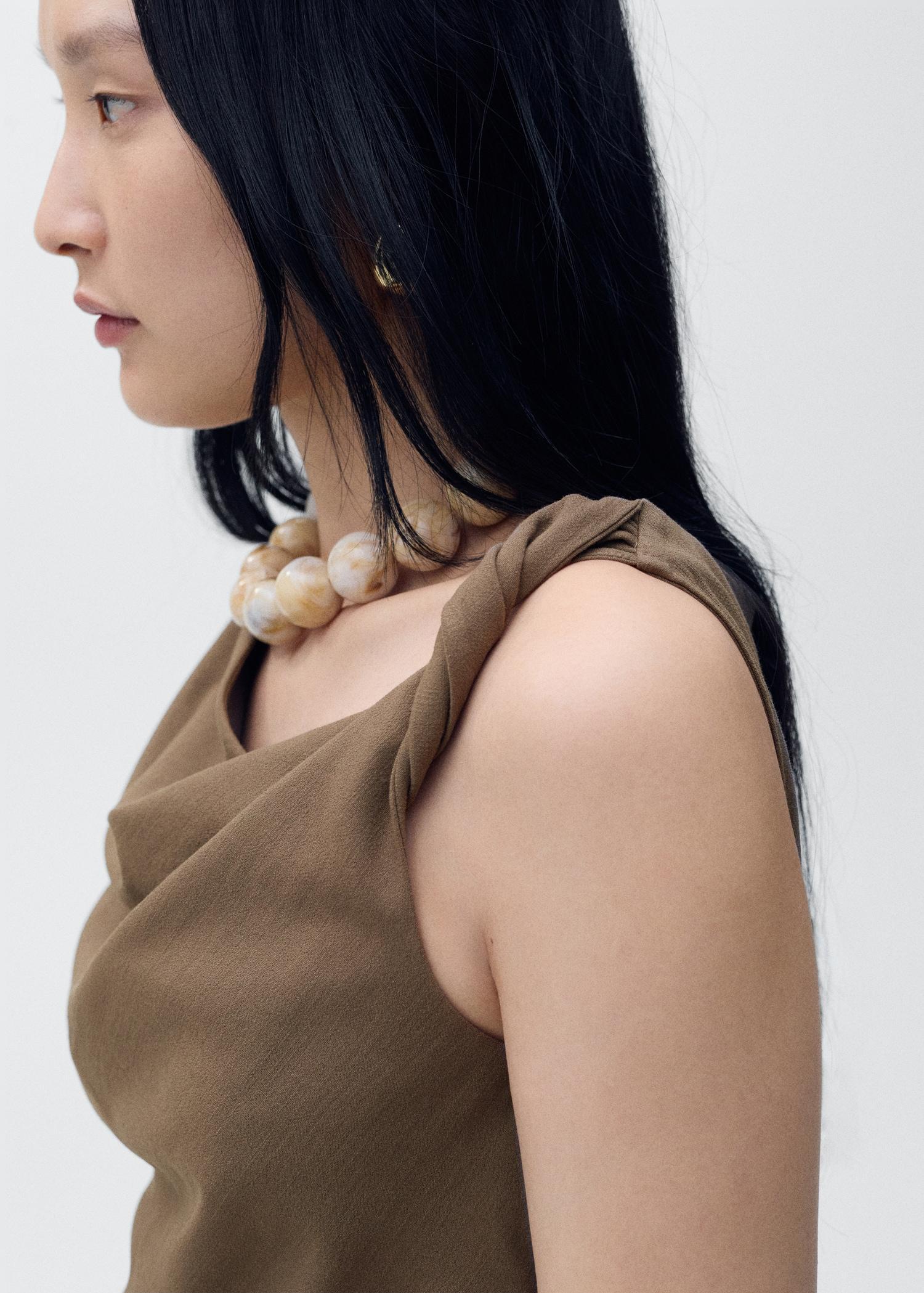 Asymmetrical draped top with straps - Women | MANGO USA Product Image
