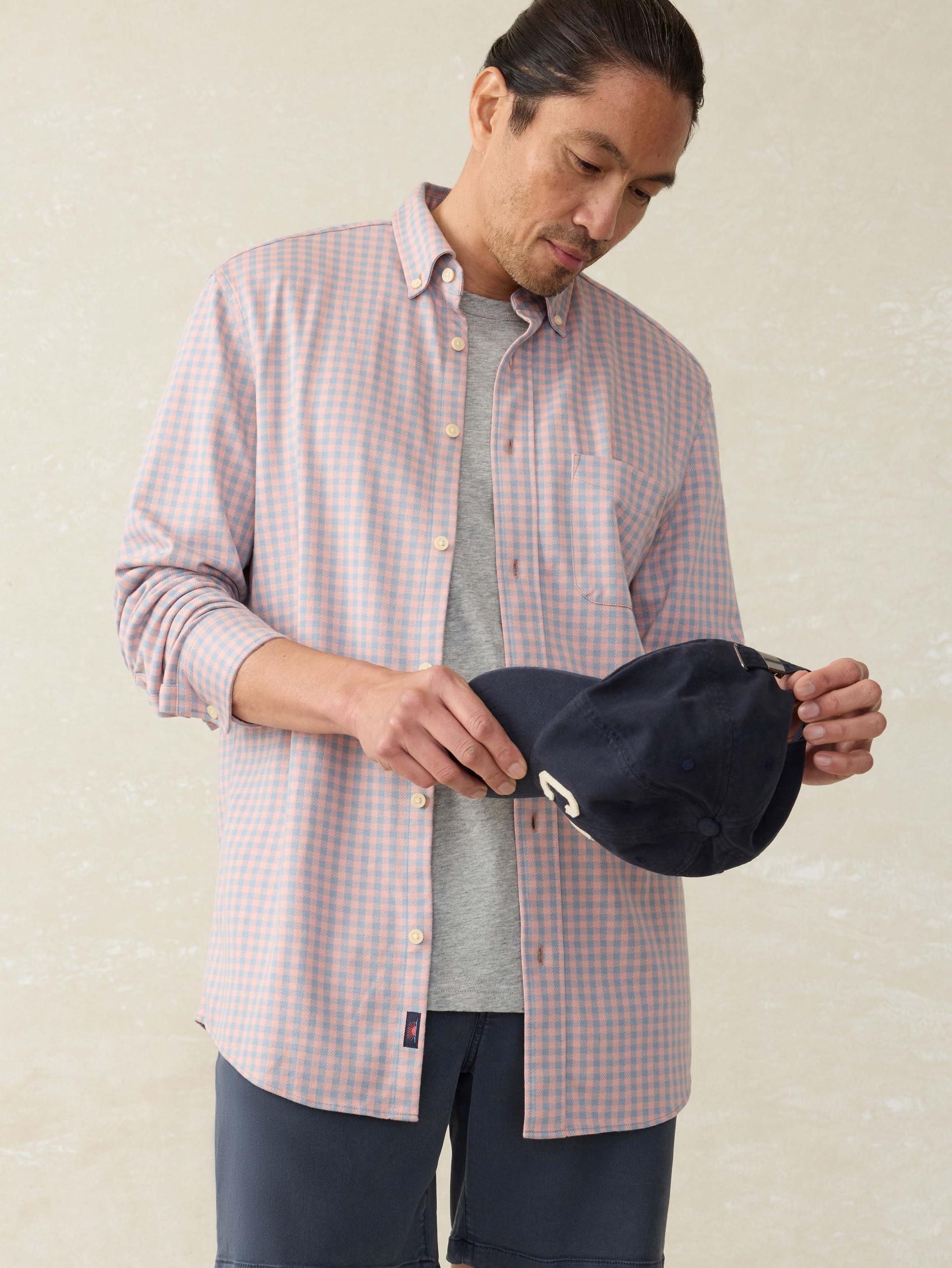 Coastline Knit Shirt - Blue Coral Gingham Male Product Image
