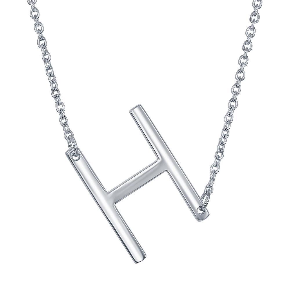 Sterling Silver Sideways Initial Necklace, Womens Sterling B Product Image