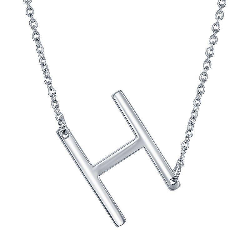 Sterling Silver Sideways Initial Necklace, Womens Sterling B Product Image