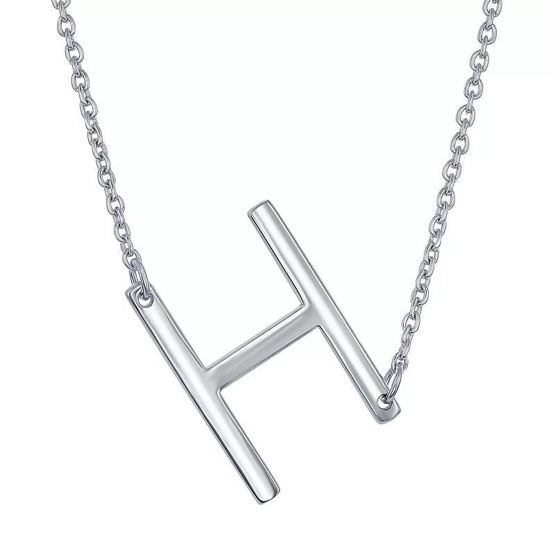 Sterling Silver Sideways Initial Necklace, Womens Sterling B Product Image