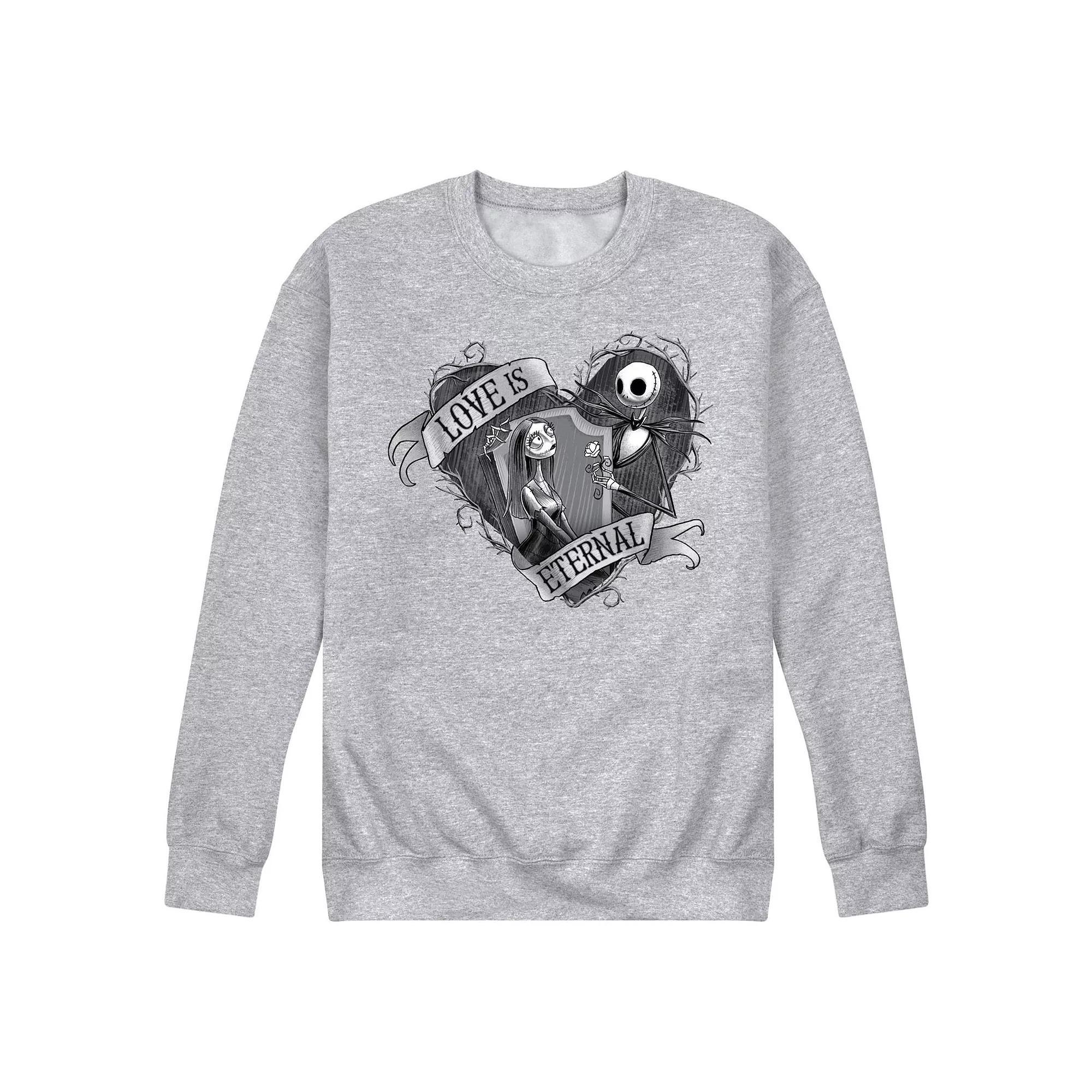 Disneys Nightmare Before Christmas Jack Sally Mens Fleece Sweatshirt Grey Gray Product Image