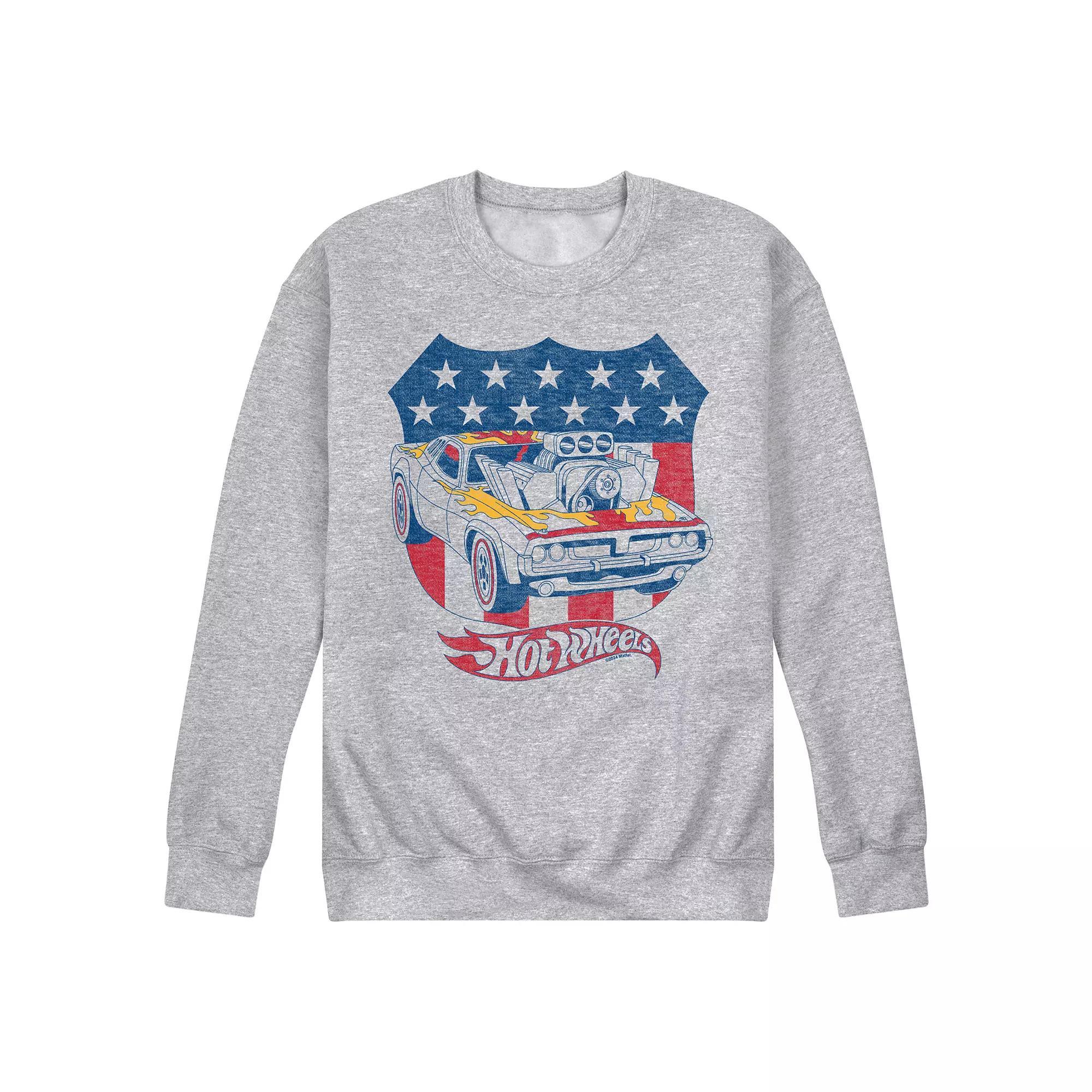 Mens Hot Wheels Americana Crest Fleece Sweatshirt Grey Gray Product Image