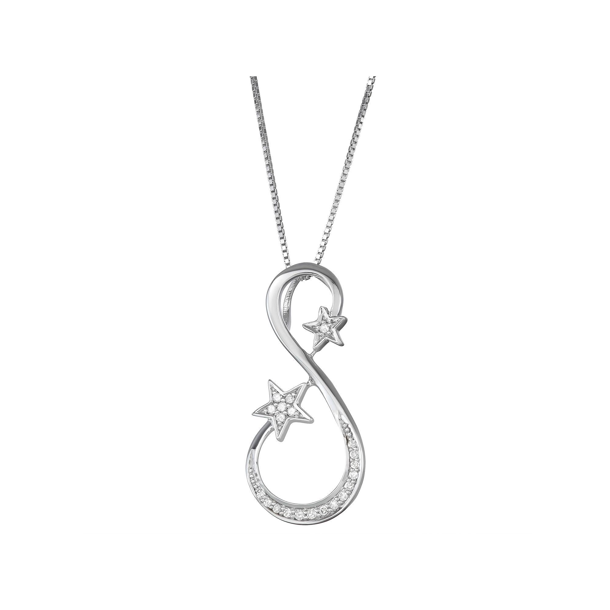 Sterling Silver 1/10 Carat T.W. Diamond Star Pendant, Women's, Size: 18", Silver Tone Product Image
