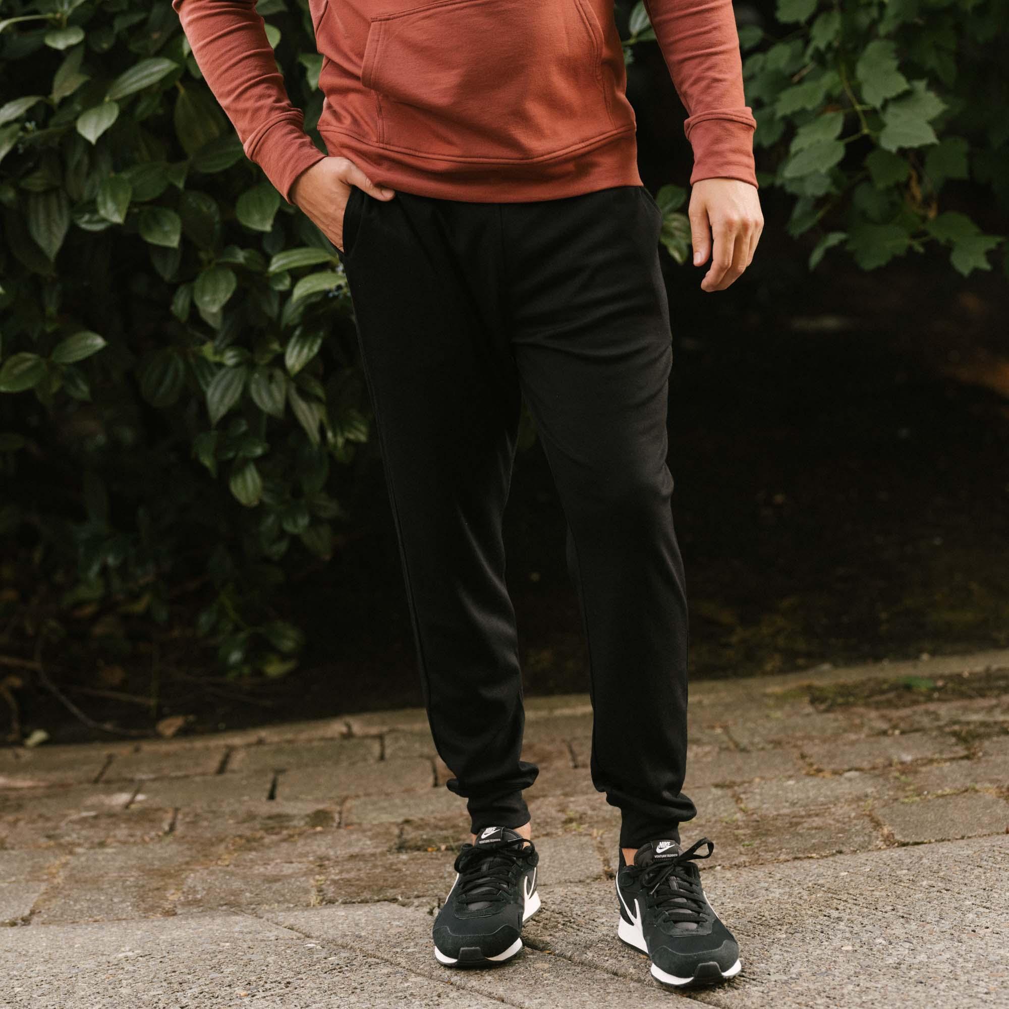 Merino Wool Interlock Knit Jogger | Black Product Image