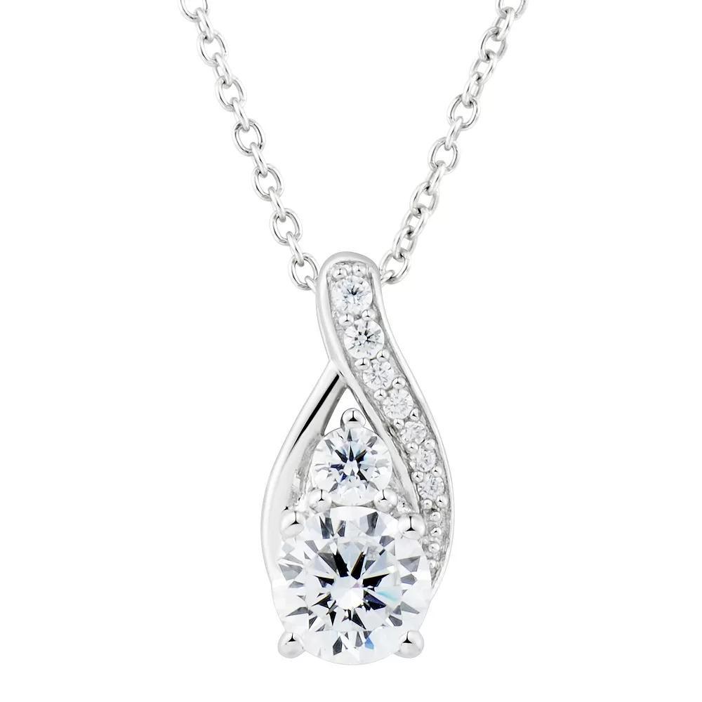 Sterling Silver Cubic Zirconia Teardrop Pendant Necklace, Women's, Size: 18" Product Image
