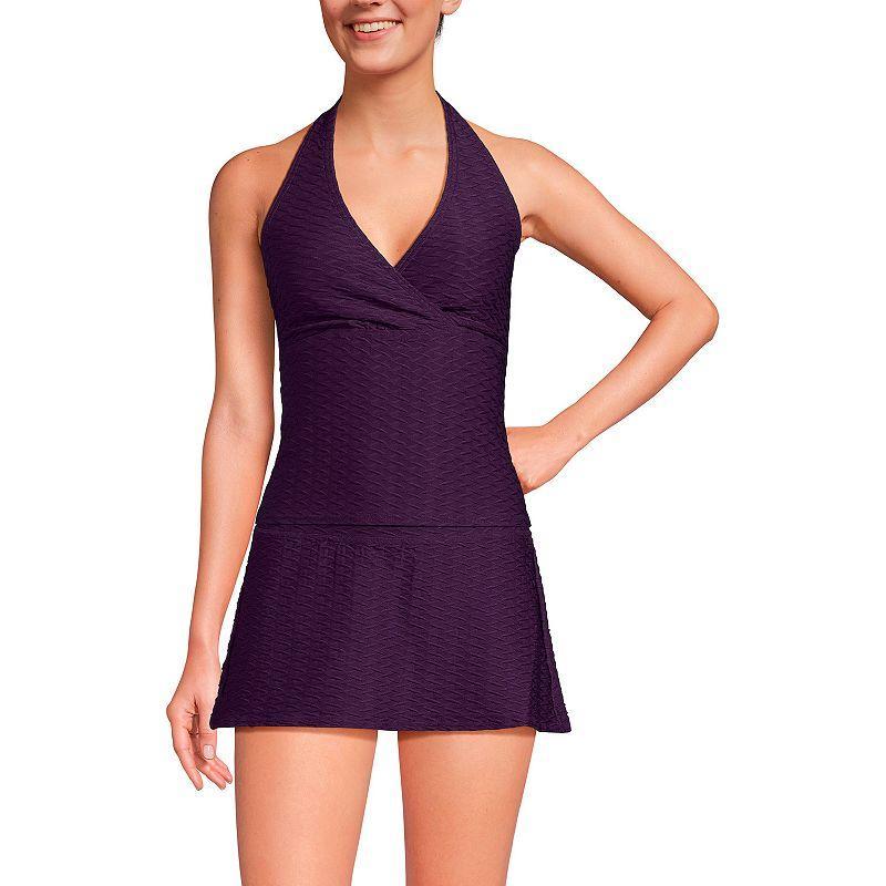 Lands End Womens Texture Halter Tankini Swimsuit Top Product Image