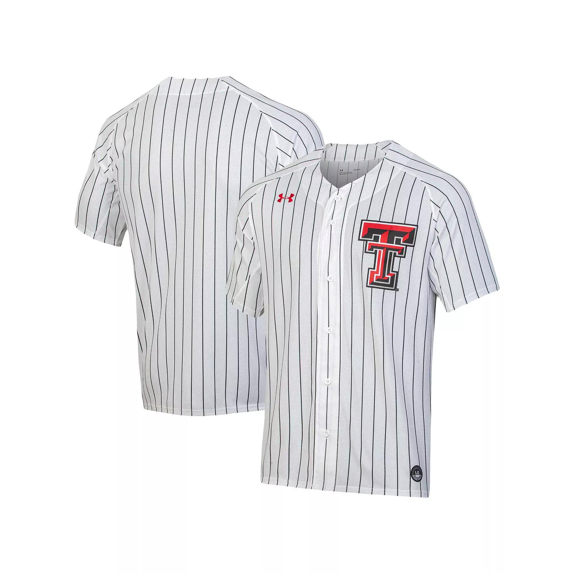 Men's Under Armour White Texas Tech Red Raiders Softball Button-Up Jersey, Size: Large Product Image