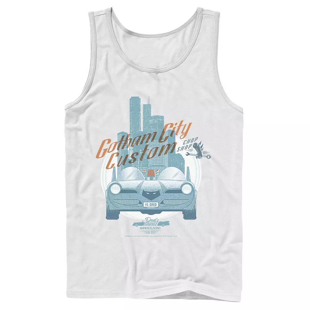 Men's DC Comics Gotham City Customs Shop Poster Tank Top, Size: Large, Athletic Grey Product Image