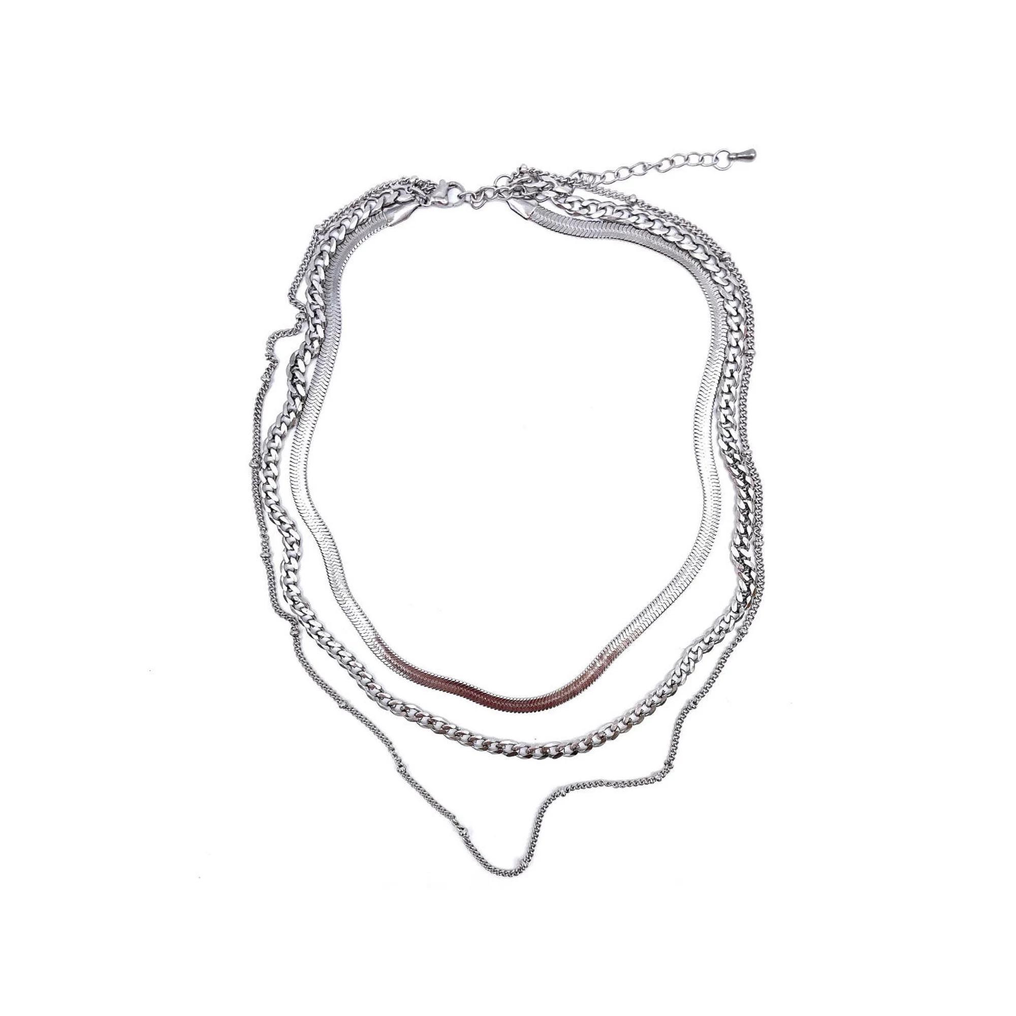 Adornia Stainless Steel Layered Chain Necklace, Women's, Size: 17", Silver Tone Product Image
