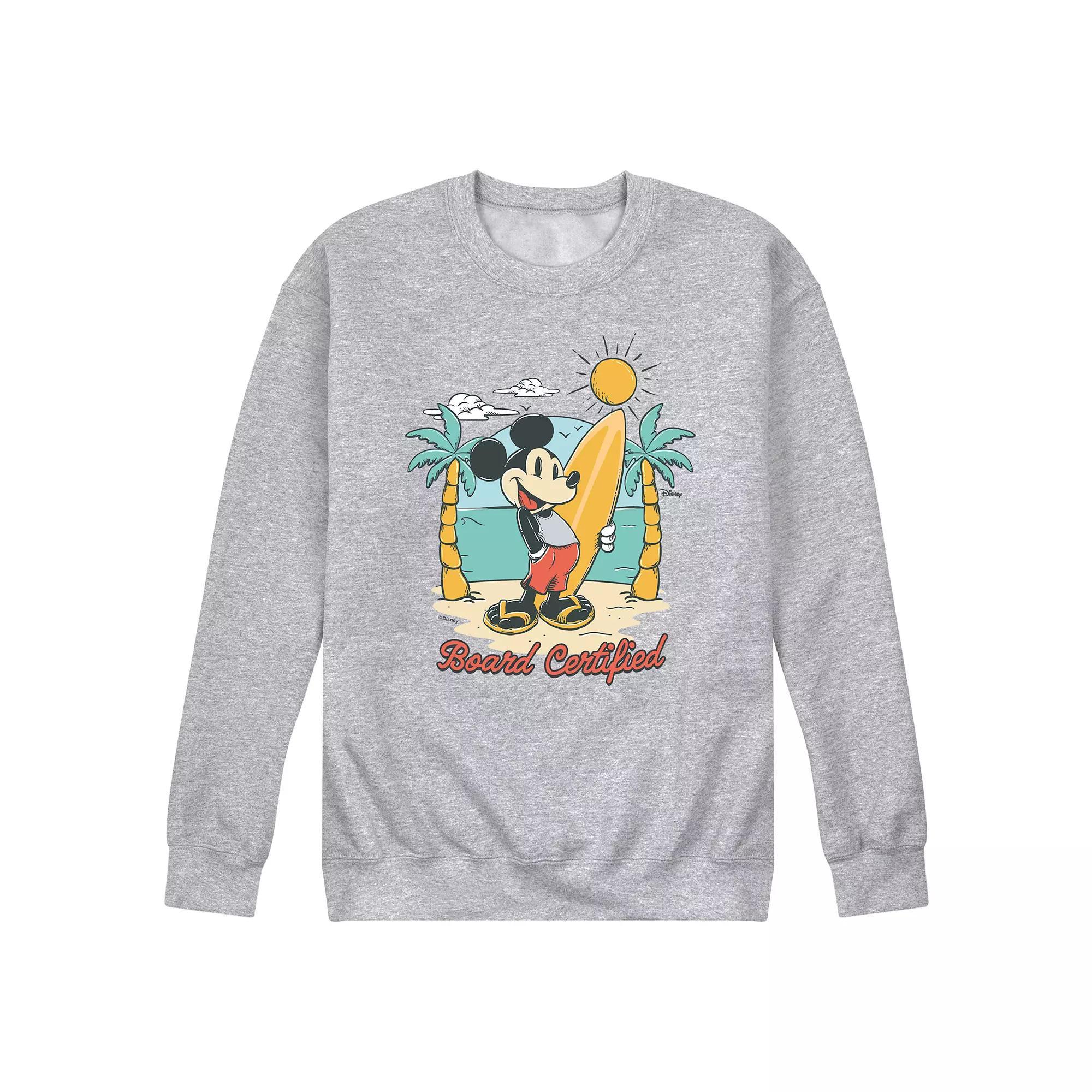 Disneys Mickey Mouse Mens Board Certified Fleece Sweatshirt Grey Gray Product Image