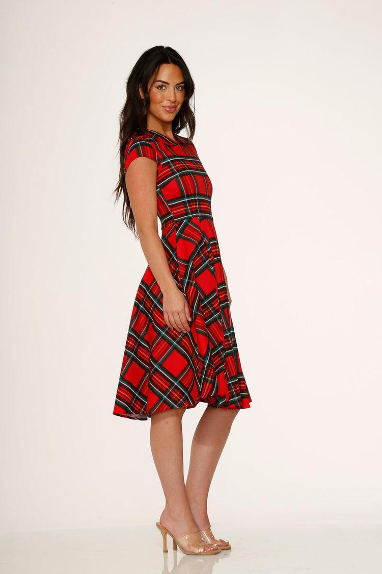 Red Plaid Swing Dress Product Image