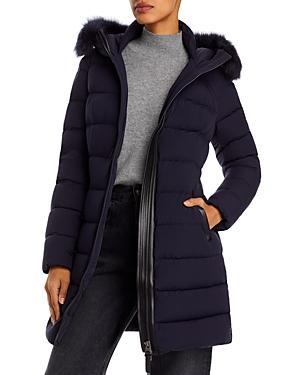Womens Calla Shearling-Embellished Down Coat Product Image