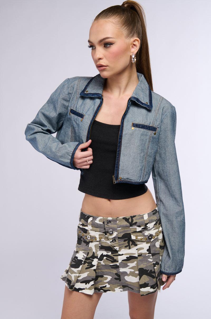 INSIDE OUT DENIM CROP JACKET Product Image