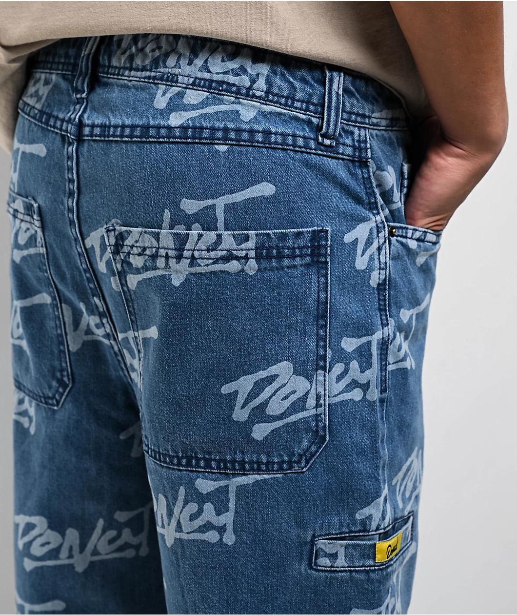 Donut Logo Blue Wash Denim Shorts Product Image