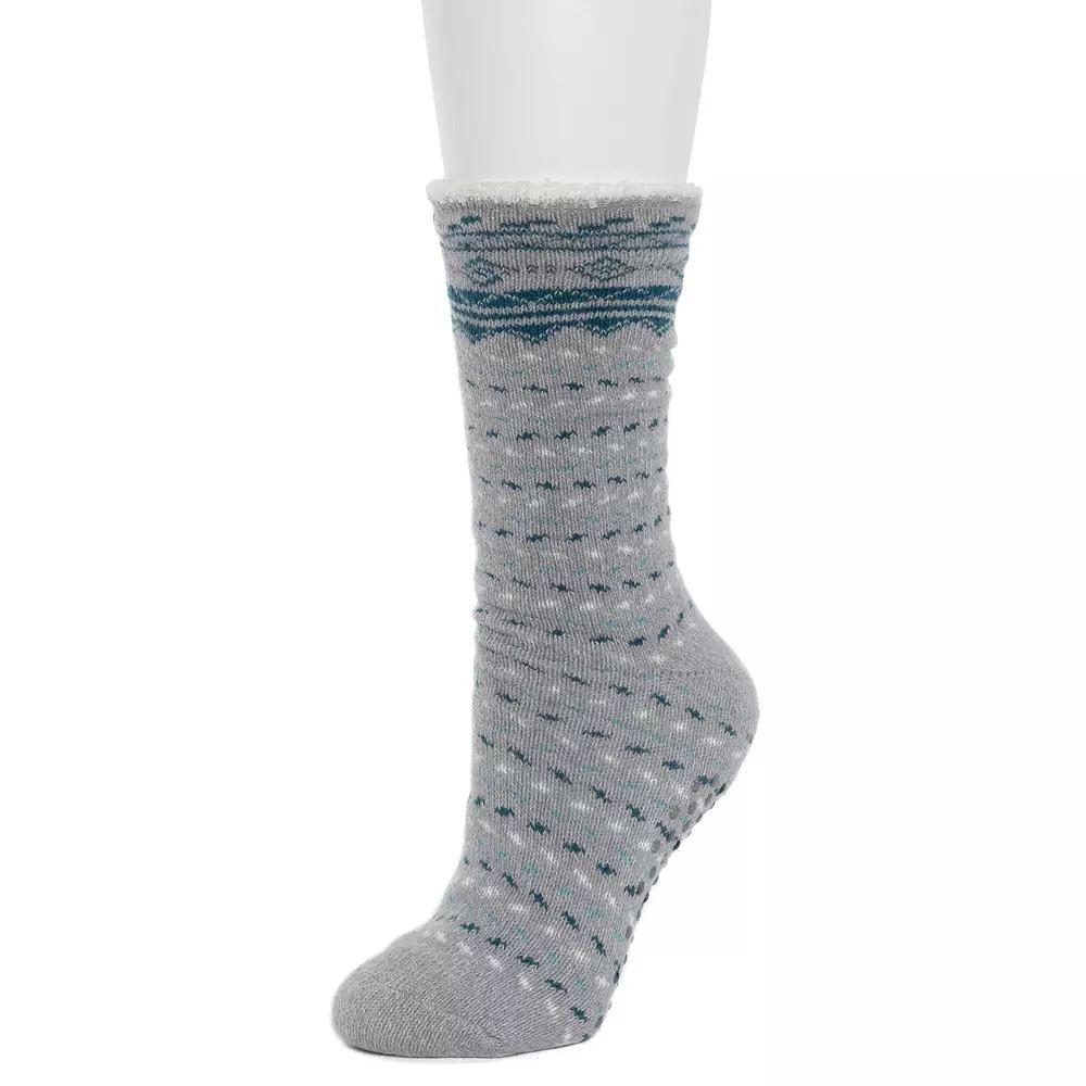 Women's Cuddl Duds® Boarder Geo Cozy Crew Lounge Slipper Socks, Size: 9-11, Gulf Coast Product Image