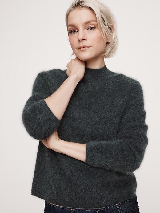 Brushed Cashmere Mock-Neck Sweater Product Image