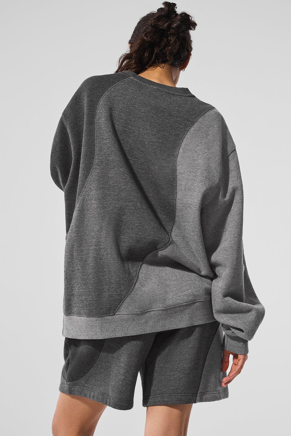 Make Waves Crew Neck Pullover - Dark Heather Grey Tonal Product Image