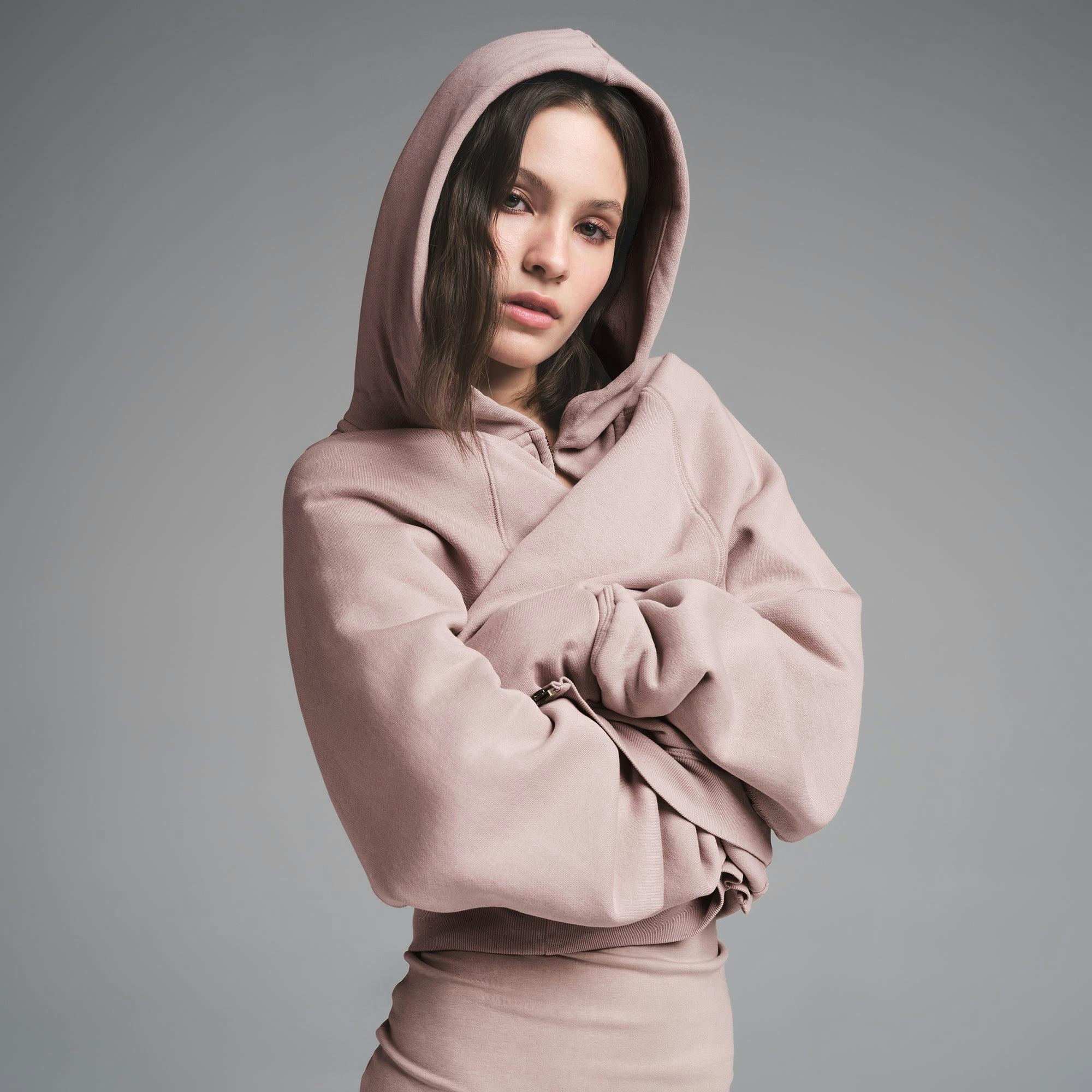 FRENCH TERRY RELAXED ZIP UP HOODIE | FAWN Product Image