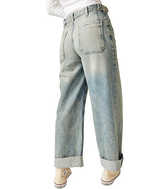 Free People Palmer Mid Rise Relaxed Button Waist Cuffed Jeans Product Image