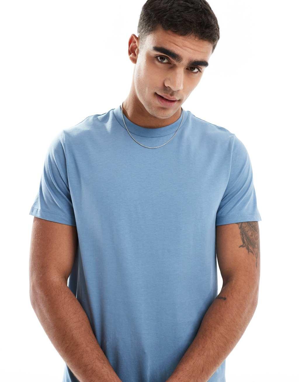 ASOS DESIGN standard fit t-shirt in dusky blue with back print Product Image