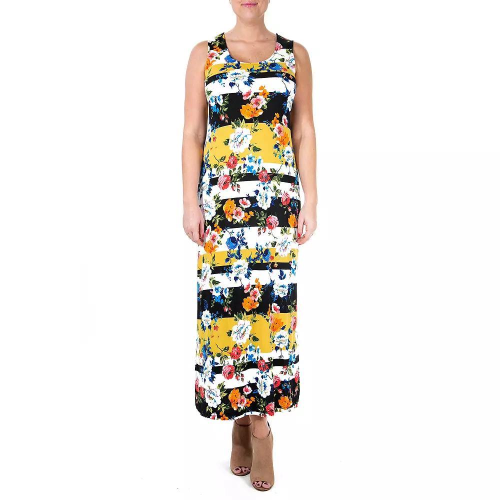 Womens Nina Leonard Print Maxi Dress Black Yellow Team Product Image