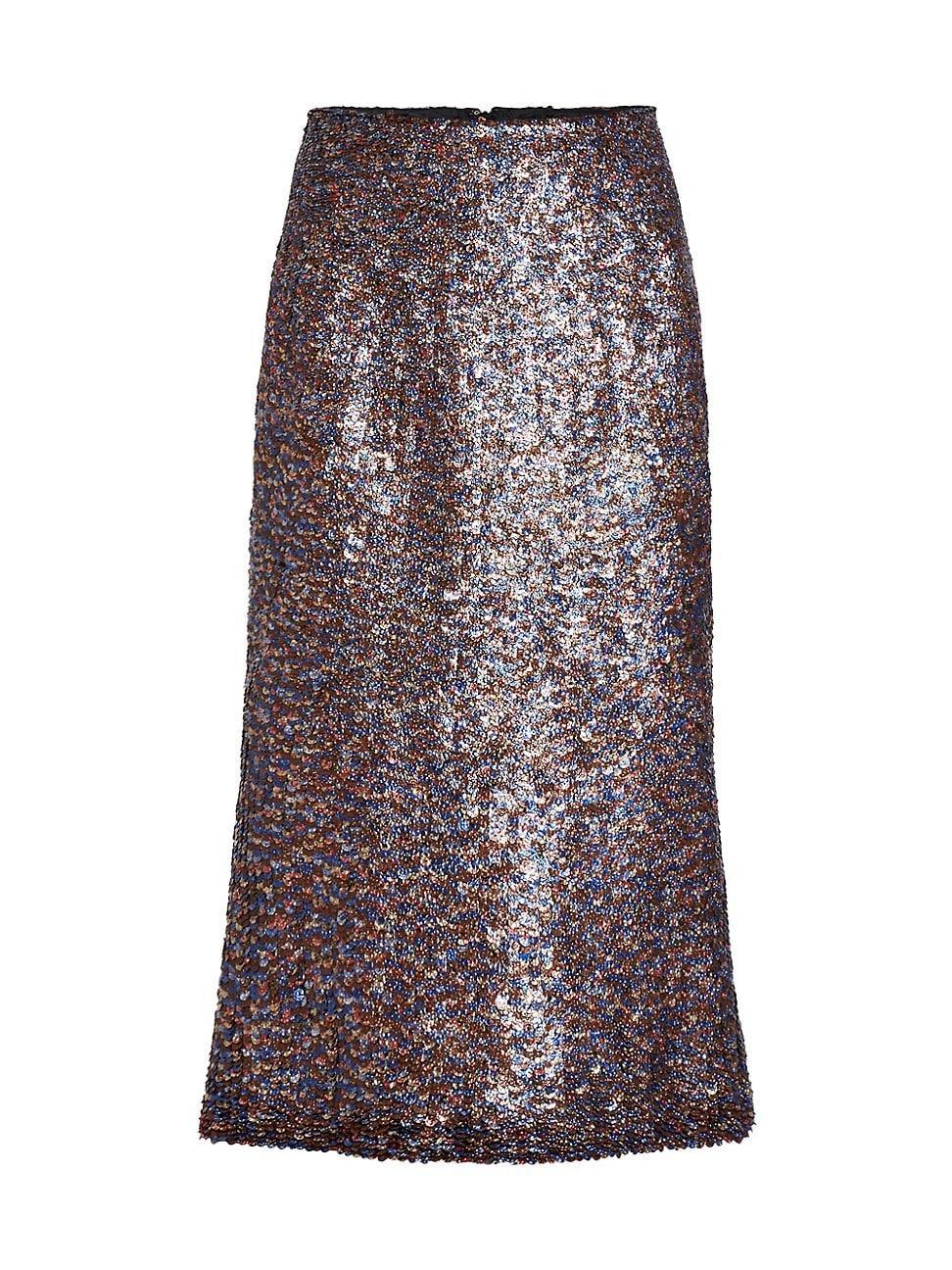 Womens Sibyl Sequined Wool-Blend Midi-Skirt Product Image