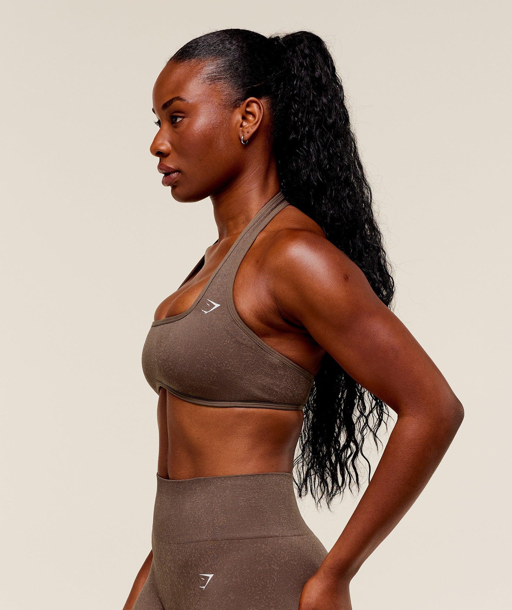 Gymshark Adapt Fleck x Whitney Halterneck Sports Bra - Lift Green/Clay Green Female Product Image