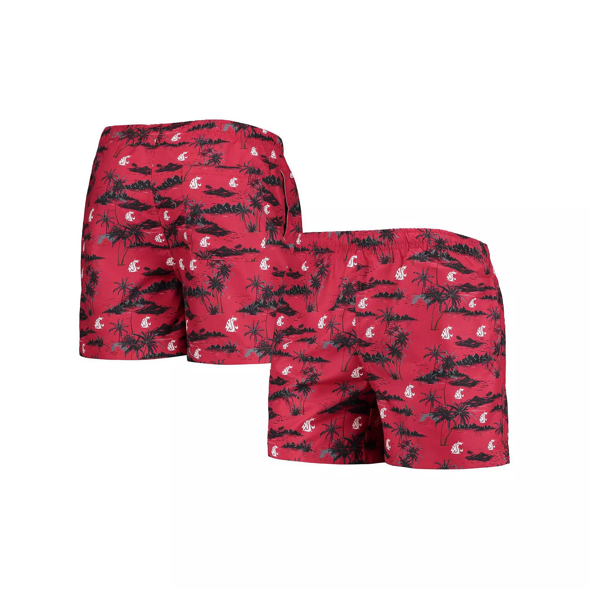 Men's FOCO Crimson Washington State Cougars Island Palm Swim Trunks, Size: Small, Wsc Red Product Image