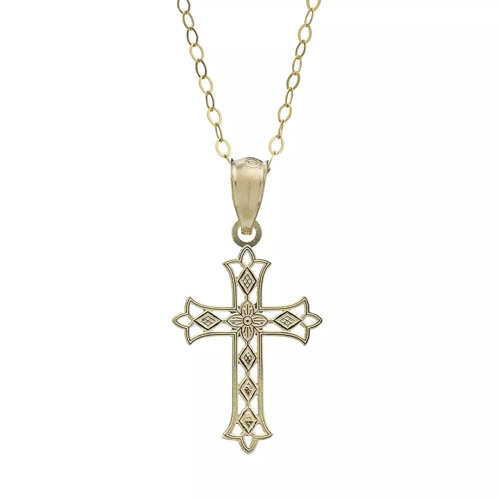10k Gold Openwork Cross Pendant Necklace, Women's, 10k 2tone Product Image