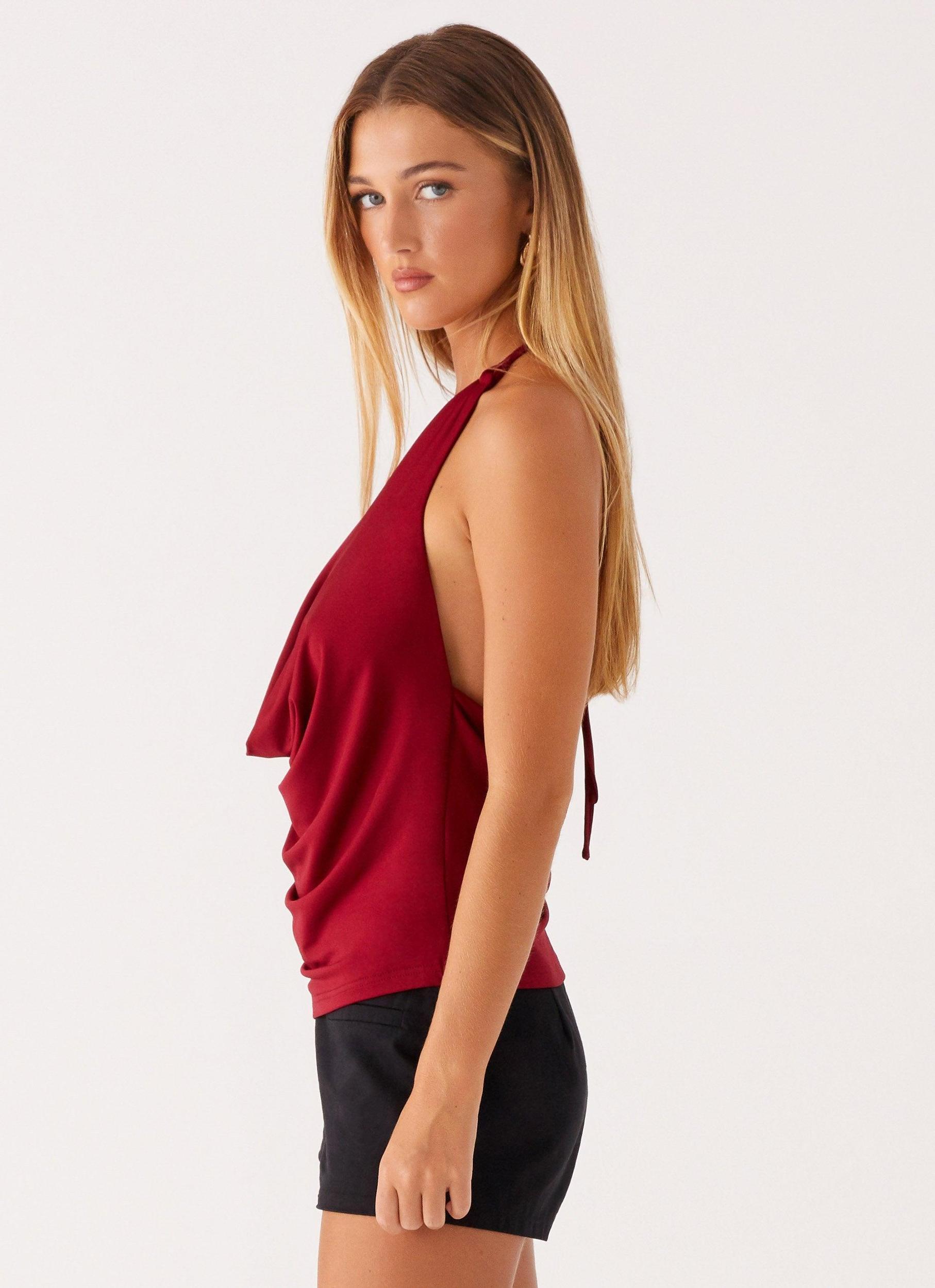 Dasha Cowl Top - Red Product Image