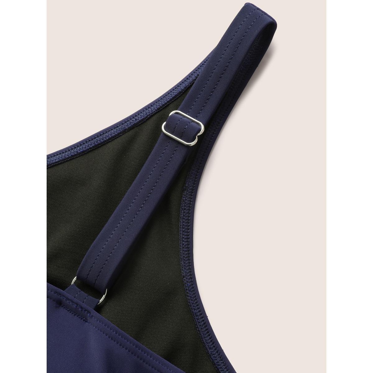 Plus Size V Neck Moon & Star Embroidered Gathered Swim Dress Women's Swimwear Midnight Beach Bodycon V-neck High stretch Curve Swim Dresses BloomChic 14-16/1X Product Image
