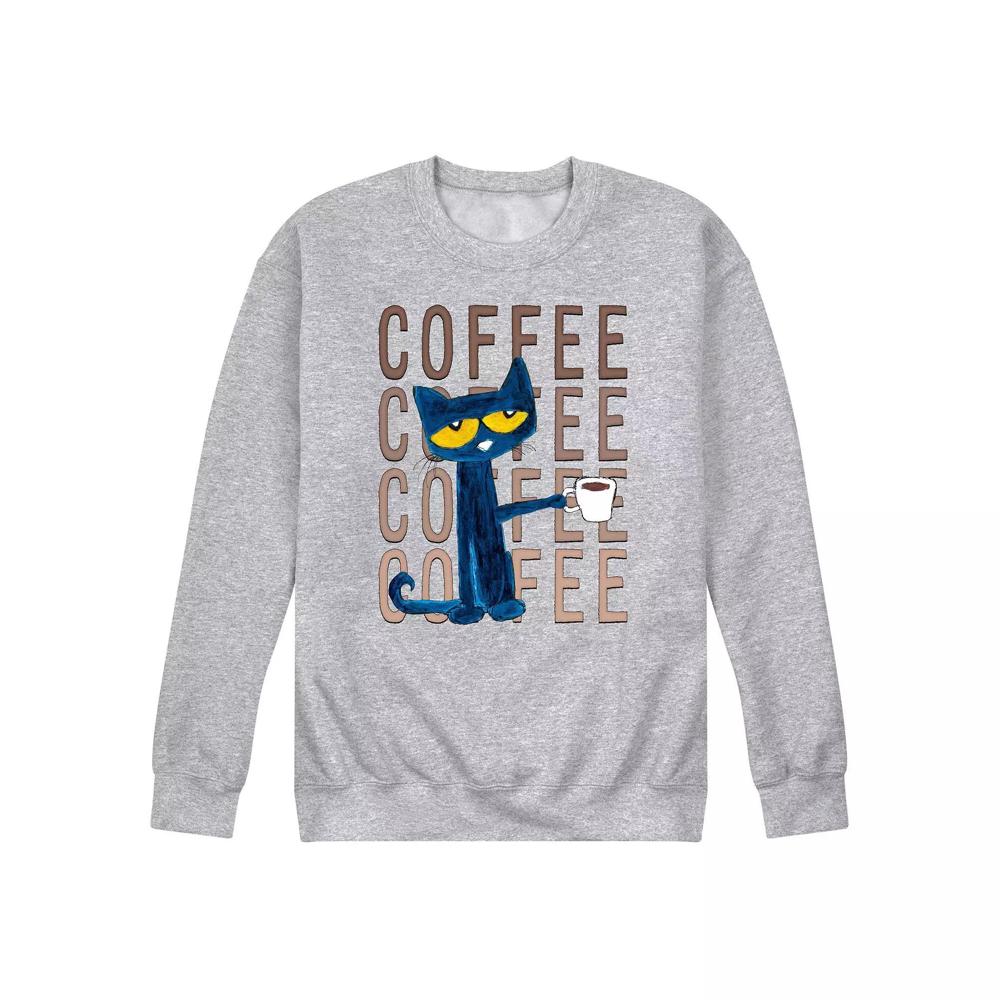 Mens Pete the Cat Pete With Coffee Fleece Sweatshirt Pink Product Image