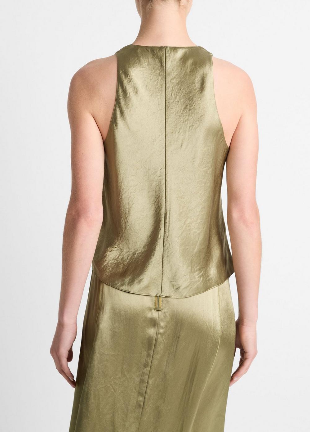 Womens Satin Crossover V-Neck Tank, Earthly, Size L Vince Product Image