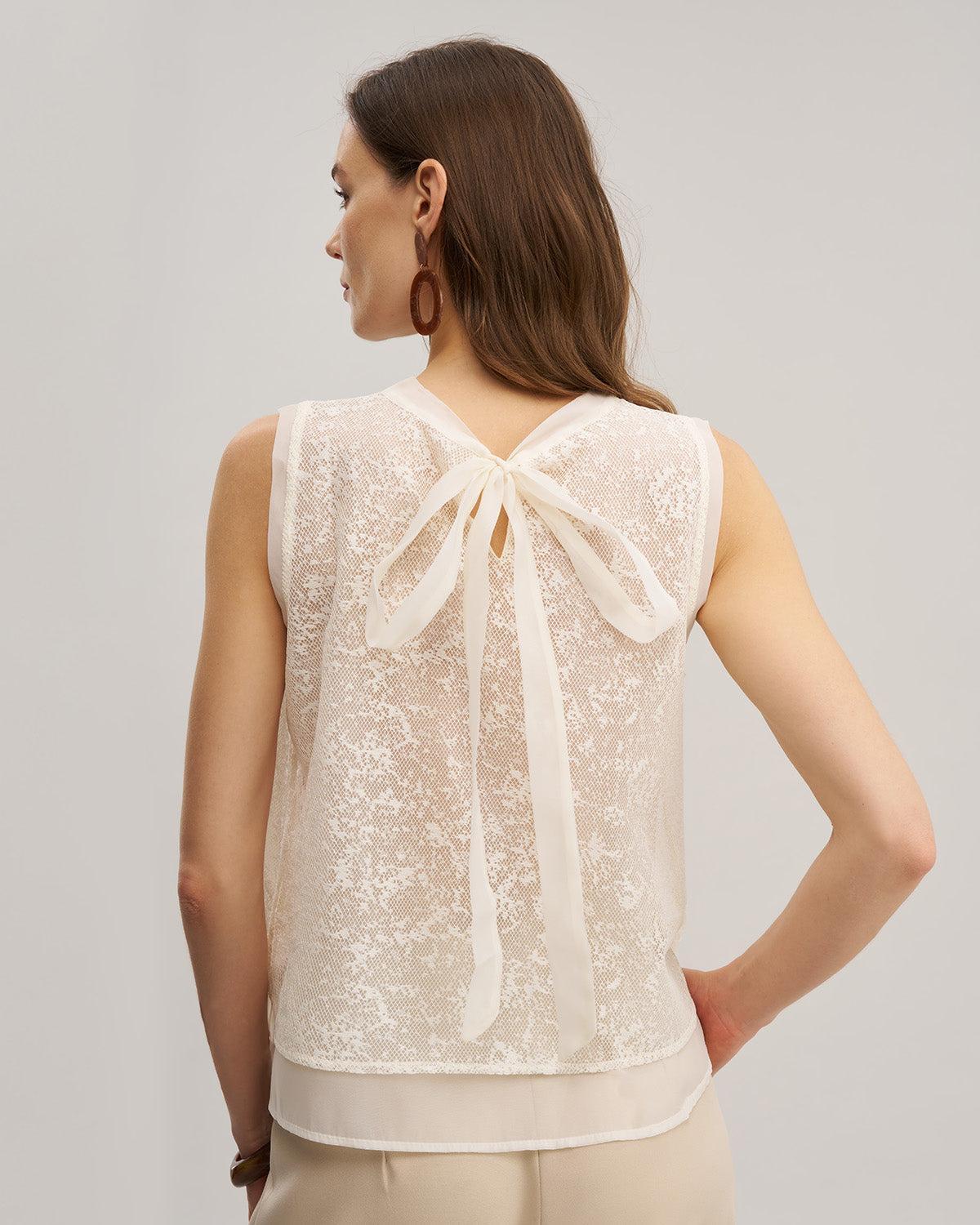 Apricot Round Neck See Through Tank Top Product Image