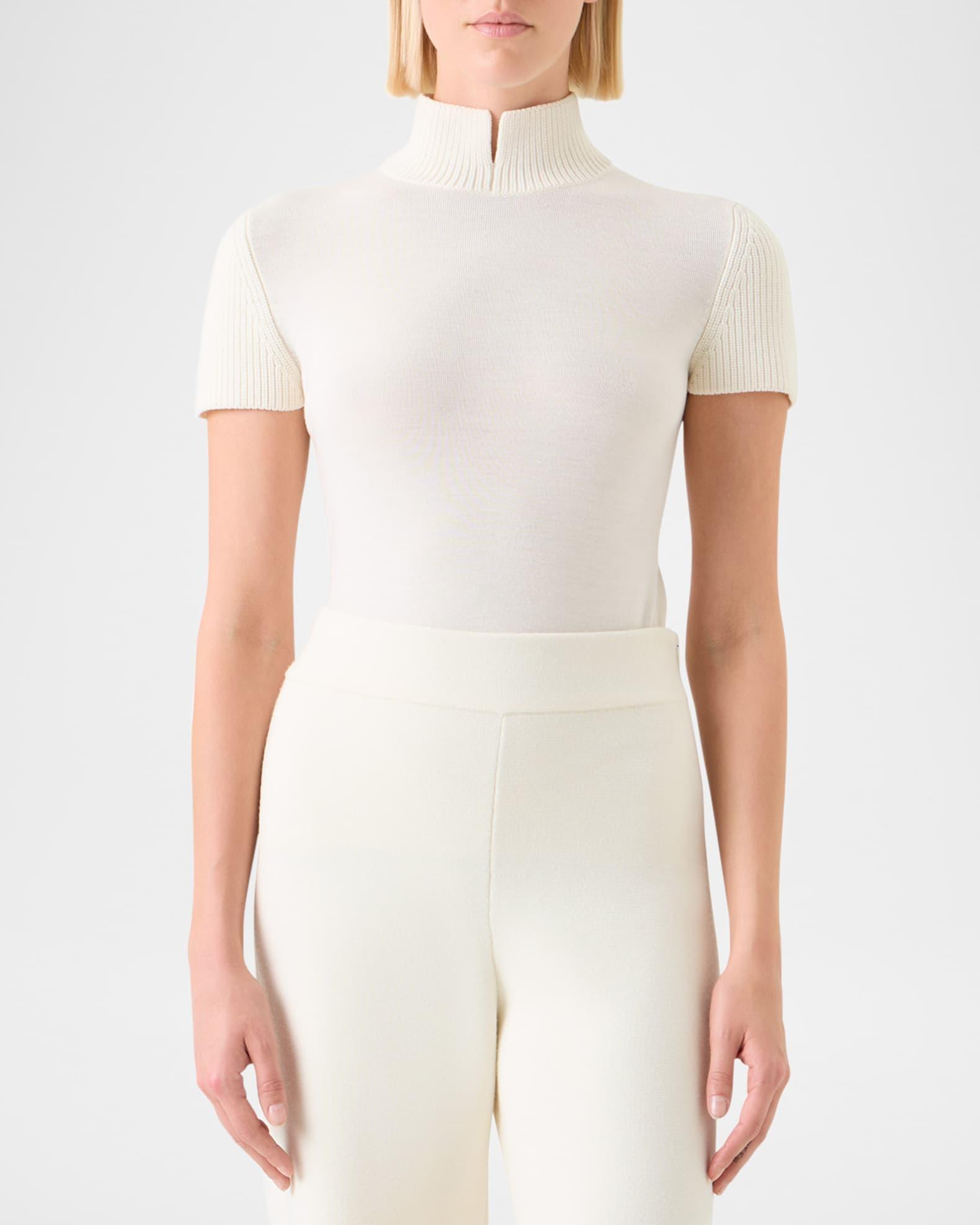 Slit Mock-Neck Short-Sleeve Sweater Product Image