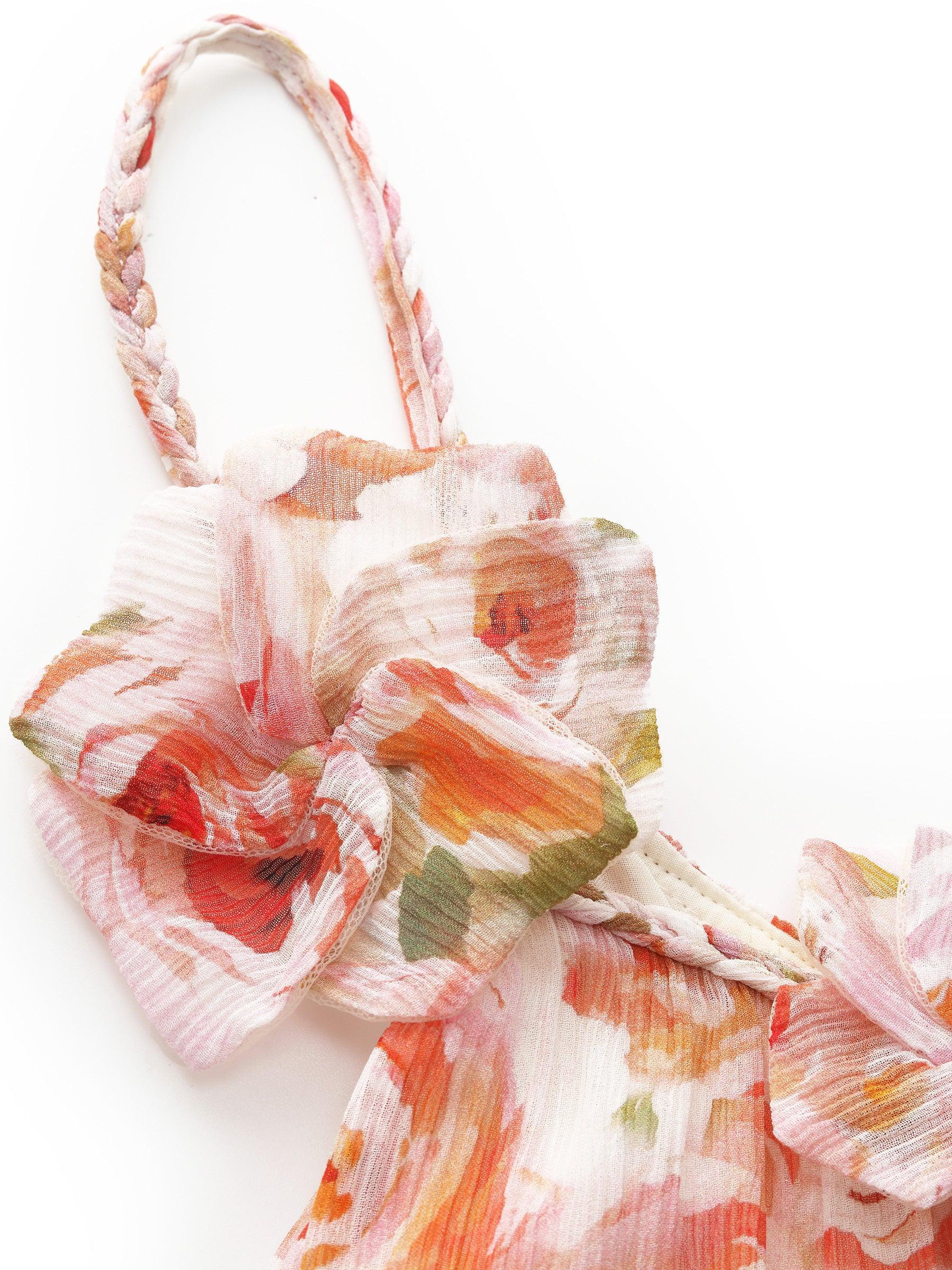 10MM Mulberry Silk Rose Print Women Strap Maxi Dress Product Image
