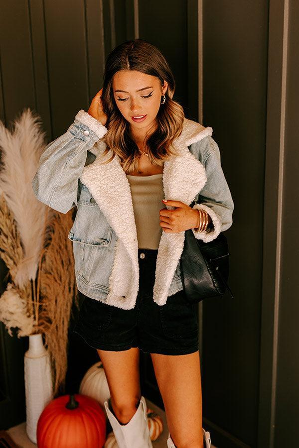 Layer Lover Sherpa Denim Jacket in Light Wash Product Image