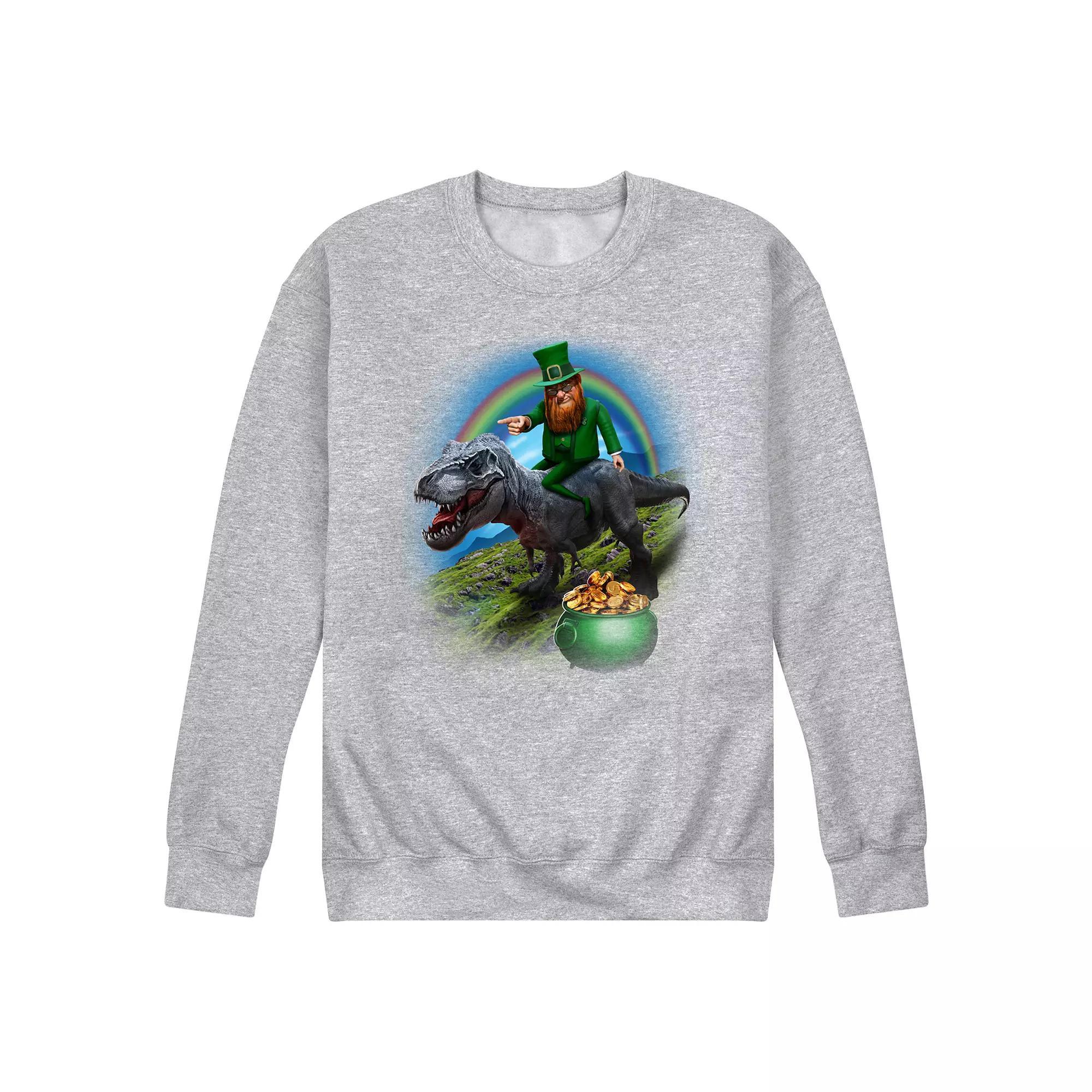 Mens Dino St Patricks Day Fleece Sweatshirt Grey Gray Product Image
