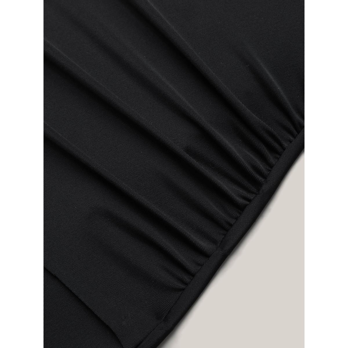 Plus Size Wrap Ruched High-Waisted Swim Bottoms Women's Swimwear Black Beach Gathered High stretch Bodycon High Rise Curve Swim Bottoms BloomChic 26/4X Product Image